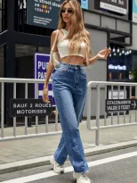 High Waisted Flared Jeans for Women Slim Fit Comfortable Stretch Trendy Design Casual Wear Every