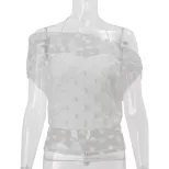 Spring Womens Fashion Sexy Off Shoulder Sheer Mesh Top Halter Neck Tank Set Casual Chic Style Wh