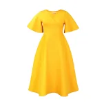 V Neck Flare Sleeve Dress Elegant A Line Silhouette Fashionable Design Perfect for Parties Whole