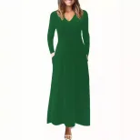 Long Sleeve Maxi Dress Solid Color Elegant Design Perfect for Fall Occasions Wholesale Available