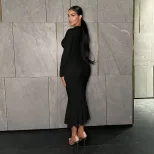 Elegant Square Neck High Waist Bodycon Dress Chic Design Spring Summer Style Wholesale Availabil