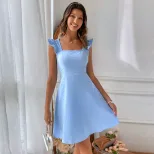 Floral Print A Line Dress Sweet Sleeveless Design Ideal for Vacation or Beach Wholesale Availabl
