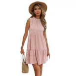 Floral Summer Dress Sleeveless Round Neck Pleated Design Casual Wear for Women Wholesale Availab