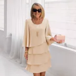 Fashionable Womens Cake Dress Loose Fit Round Neck Spring Summer Style Perfect for Casual Occasi