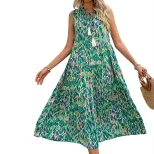 Abstract Print Midi Dress Summer Style Beach Vacation Ready Comfortable Fabric Trendy Design Who