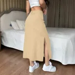 Elegant Solid Color Midi Skirt Versatile Chic Design Perfect for Casual or Formal Occasions Whol