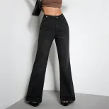 Loose Fit High Waisted Straight Leg Jeans Flattering Design Comfortable Fabric Versatile Style W