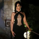 Womens Sexy Cross Back Bodycon Dress Spring Collection Figure Hugging Stylish Backless Perfect f