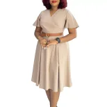 Summer Womens A Line Dress V Neck Bell Sleeves Casual Style Perfect for Everyday Wear Wholesale