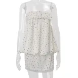 Chic Polka Dot Print Strapless Mini Dress Backless Design Sexy Style Spring Collection Wholesale