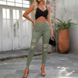 High Stretch Skinny Jeans for Women Slim Fit Ripped Design Versatile Style Casual Wear Ready to