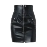 PU Leather Mini Skirt for Women Slim Fit Zipper Closure Stylish Design Perfect for Autumn Fashio