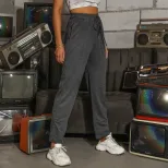 High Waisted Gray Casual Trousers Stylish Straight Leg Design Summer Wear for Everyday Use Wholesale Available