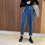 2022秋冬新款牛仔裤女学生韩版时尚百搭休闲直筒高腰显瘦老爹裤潮
