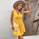 Summer Womens Beach Dress Sexy Backless Waist Cinching Flared Sleeveless Perfect for Vacation or