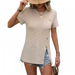 Slim Fit Solid Color T Shirt Womens Casual Style Versatile for Everyday Wear Available for Whole