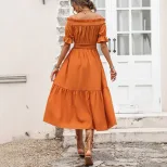 Casual Fashion Strapless Solid Color Dress Elegant Design Comfortable Fit Versatile for Parties