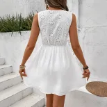 Summer Dress Sweet Style Solid Color Bow Tie Detail Perfect for Casual Outings Wholesale Availab