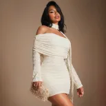 Off Shoulder Dress Summer Bodycon Fit Halter Neck Textured Fabric Short Length Wholesale Available