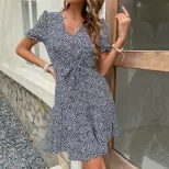 Elegant Floral Short Dress Summer Fashion Womens Apparel Stylish Design Wholesale Available
