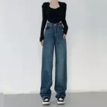欧洲站牛仔裤女2023春季新款韩版时尚设计感高腰显瘦百搭直筒长裤