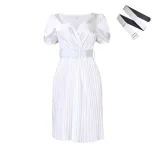 Summer Womens Dress V Neck Pleated Waist Defined Elegant Casual Style for Parties or Events Whol
