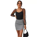 High Waisted Bodycon Mini Skirt Stylish Split Design Trendy for Women Perfect for Casual Outings