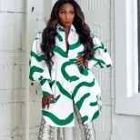Loose Fit Floral Print Shirt Dress Plus Size Elegant Collar Comfortable Fabric Casual Office Wea
