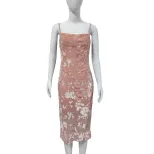 Satin Bodycon Dress Floral Jacquard Sleeveless Sexy Fit Evening Wear Cocktail Party Wholesale Av
