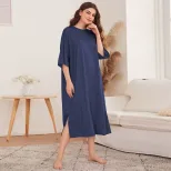 Casual Midi Dress for Women Simple Loose Fit Comfortable Fabric Spring Summer Homewear Wholesale