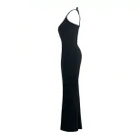 Summer Womens Backless Bodycon Dress Solid Color Halter Neck Sexy Style Perfect for Parties and