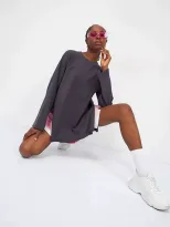 Womens Long Sleeve T Shirt Loose Fit Cotton Fabric Split Hem Casual Spring and Autumn Wear Whole