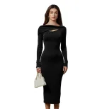 Elegant Slim Fit Solid Color Backless Maxi Dress Chic Design Bodycon Silhouette Perfect for Part