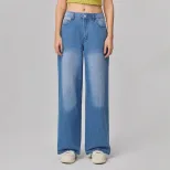Wide Leg Denim Trousers Casual Style European and American Fashion Comfortable Fit Wholesale Ava