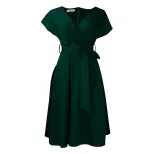 Plus Size Womens V Neck Dress Stylish Tie Detail Elegant Commuter Style Perfect for Work or Casu