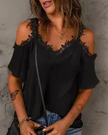 Lace Short Sleeve T Shirt Comfortable Fabric Trendy Design Various Colors Casual Wear Summer Sty