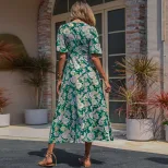 Summer Floral Midi Dress for Women Slim Fit Elegant Style Comfortable Fabric Perfect for Casual