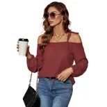 Summer Loose Knit Top Round Neck Long Sleeve Lightweight Fabric Casual Wear for Women Wholesale
