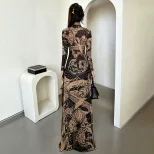 Fashionable Sheer Long Sleeve High Neck Top Sexy High Slit Design Spring Collection for Women Wh