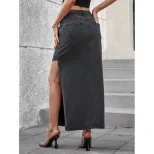 High Waisted Split Denim Skirt Fashionable Womens Apparel Trendy Casual Wear for Spring Summer W