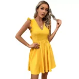 Summer Womens Beach Dress Sexy Backless Waist Cinching Flared Sleeveless Perfect for Vacation or