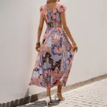 Vintage Floral Print Sleeveless Dress Paisley Pattern Elegant Design Comfortable Fabric Perfect
