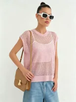 Lace Knit Sweater Vest Lightweight Sheer Round Neck Spring Summer Fall Fashion Wholesale Availab
