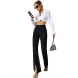 High Waisted Wide Leg Split Hem Jeans Casual Slim Fit Comfortable Fabric Womens Fashion Wholesal