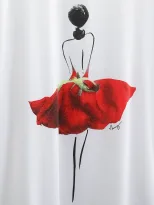 Casual Loose Fit Short Sleeve T Shirt Red Rose Floral Print Fashionable for Everyday Wear Wholes