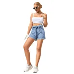 High Waisted Denim Shorts Slim Fit Straight Leg Summer Style Womens Casual Wear Wholesale Availa