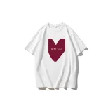 Womens Summer Heart Print T Shirt Casual Loose Fit Round Neck Short Sleeve 100 Cotton Versatile