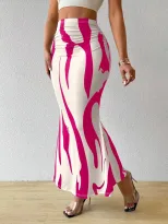 High Waisted Pencil Skirt Slimming Zebra Print Fishtail Design Comfortable Fit Perfect for Parti