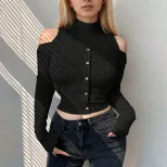 Womens Korean Style Trendy Long Sleeve Crop Top Off Shoulder Design Spring Summer Casual Wear Wh