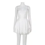 High Waist Satin A Line Mini Dress Slim Fit Backless Spaghetti Straps Summer Party Wear Wholesal